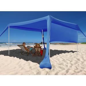 Beach Canopy Tent Shade with Sidewalls 10x10FT, 6.6FT Tall, UPF50+ Sun Shelter, Windproof & Water Resistant, Includes Guylines Sand Shovel Stability Poles, Easy Up for Beach Outdoor Camping Backyard (Royal Blue)