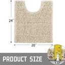 Yimobra Toilet Rugs U Shaped 24x20, Ultra Soft and Water Absorbent Bath Mats, Non Slip Fluffy Luxury Microfiber Contour Bath Rugs for Toilet, Dry Quick, Machine Washable, Light Beige and White