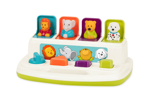 Battat – Cause – and – Effect Toy – Developmental Toy with Buttons & Colors – Color Sorting Animal Toys – for Kids, Toddlers, Babies – 18+ Months – Pop – Up Pals