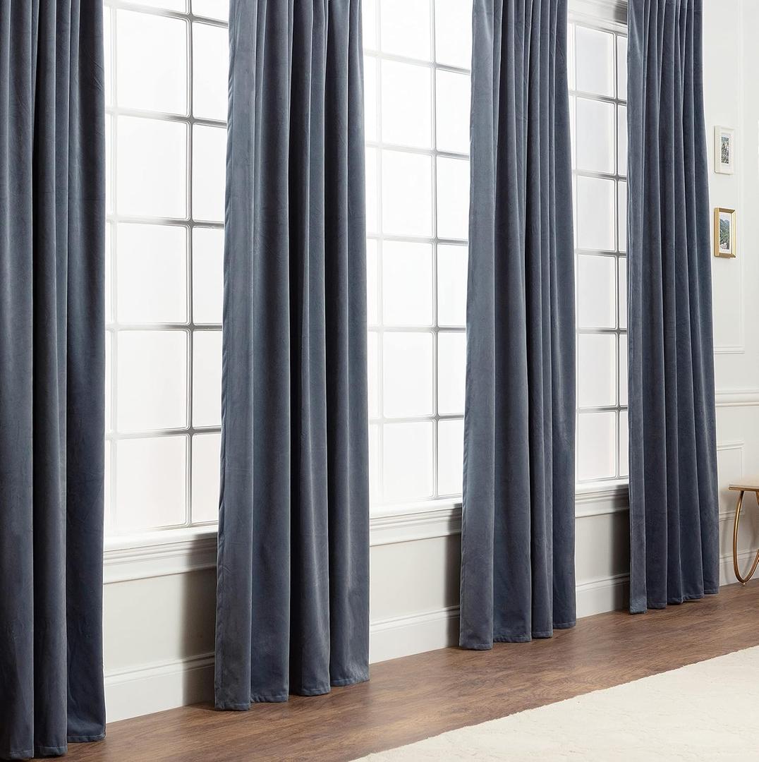 Chanasya Premium 2-Panel Blackout Velvet Curtains - Classy & Solid Drapes for Living Room or Bedroom - 52" x 108" - Slate Blue (52"W x 108"L (Pack of 2), Slate Blue)