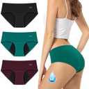 TANSTC Period Underwear for Women Heavy Flow Leakproof Menstrual Panties Postpartum Hipster Briefs 3 Pack, S