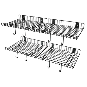 Garage Wall Shelf, Wall Mounted Storage Shelves, Heavy Duty Metal Shelves for Room Wall, Floating Shelves Mesh Storage Rack for Garage, Office, Basement,Wall Cabinet and Kitchen