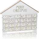 MorTime 24 Day Advent Calendar Decorated with 24 Storage Drawers, White Wooden Countdown to Christmas Calendar