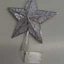 Nuanchu Christmas Star Tree Topper 10.4 x 9.4 Inch Large 3D Glitter Topper Ornament Metal Hollowed with 20 LED Lights Vintage Xmas Reflector Treetop New Year Holiday Indoor Decor(Silver White)