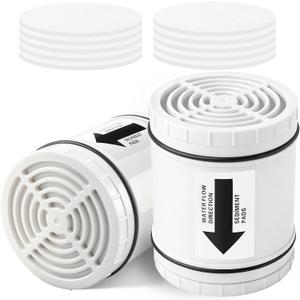 3 x DerBlue 2PCS Multi Stage Shower Head Filter Replacement Compatible with AquaBliss Filtered Showerhead SF400 & SF500-48xHard Water,Remove Chlorine and Other Impurities,Extremely Easy to Replace