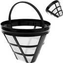 Reusable 4 Cone Coffee Filter, Permanent Filter Basket for 8-12 Cup Coffee Makers, Filter #4 Cone Coffee Filter for Brew Coffee Maker, Permanent Filter for Coffee Bar Brewer Accessories, 2 Packs