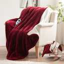 Westinghouse Electric Blanket with Foot Pocket for Adults, Ultra Soft Flannel to Sherpa Heated Throw with 6 Heating Levels & 2-10 Hours Time Settings, Fast Heating & Machine Washable, 50x62, Burgundy