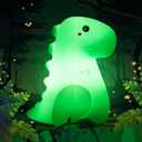 SANKEDOU LED Dinosaur Night Light for Kids, Touch Sensor Silicone 7 Colors Room Decor for Boys Girls, Rechargeable Nursery Baby Nightlight Dinosaurs Lamp, Cute Bedside Lamp Funny Gifts, Green