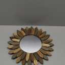 Honiway Boho Wall Decor 12 inch Decorative Mirror with Rustic Wood Sunburst Frame, Perfect for Bedroom, Living Room, Bathroom, Kitchen (Tril Color)