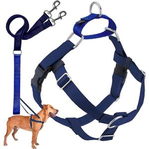 2 Hounds Design Freedom No Pull Dog Harness, Adjustable Harness and Leash Set, Easy Walking & Comfortable Control, Fits Small, Medium & Large Dogs, Solid Colors, Made in USA, 1" XL, Navy