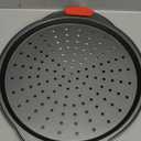 ZOEHROWS 13 Inch Pizza Pan for Oven (2 Pack) Round Pizza Pan with Holes - Non-Stick Carbon Steel Pizza Tray with Silicone Handles - for Cooking, Baking, and Grilling - Dishwasher Safe