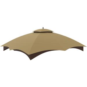 Tanxianzhe Replacement Canopy Top Double Tiered Canopy Cover Roof with Air Vent ONLY FIT for Lowe's Allen Roth 10'x12 Gazebo #GF-12S004B-1 (Khaki)