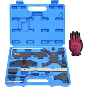 13PCS Engine Camshaft Timing Locking Tool Kit & Flywheel Locking Tool 303-393, Compatible with Ford 1.5 1.6 Focus Fiesta Mazda Fusion VCT Ecoboost, with Carrying Case & Gloves