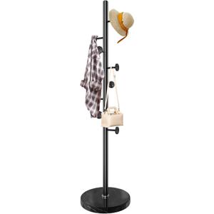 Modern Metal Coat Rack Stand with Natural Marble Base, Heavy Duty Coat Rack Freestanding with 8 Hooks, BlackStanding Coat Racks Hall Tree Stand for Bag, Jacket, Entryway Office