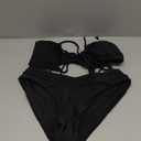 Sexybody Women's V Cut Bikini Sexy Tie Front Cutout High Cut Two Piece Swimsuit Bathing Suit (Medium, Black)