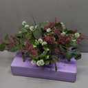 Artificial Floral Centerpiece Set with Purple Base Block – 11-Piece Faux Greenery & Pink Flower Picks for Home Table Decor