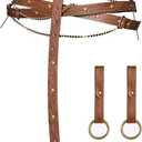 3PCs Medieval Fantasy Belt Skirt Hikes Set, Renaissance Adjustable Faux Chain Belt with Skirt Clips for Cosplay Faire