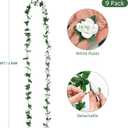 KHOYIME 9 Pack 72 FT Artificial Flower Garland, Fake White Roses Vines Silk Flowers Faux Plastic Outdoor Hanging Floral Ivy Garland Decoration for Wedding Arch Bedroom Home Wall Backdrop Room Decor