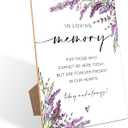 In Loving Memory Wedding Sign, Lavender Memorial Table Sign, Bridal Shower Decorations, Engagement Party Decor, Purple Floral Wooden Signs with Stand for Wedding Reception And Bridal Party Decor - 42