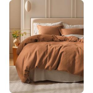 Bedsure Cotton Duvet Cover King - 100% Cotton Waffle Weave Hazel Duvet Cover King Size, GentleSoft and Breathable Bedding Set for All Season, 3 Pieces, 104"x90"