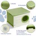 Cat House for Outdoor Indoor Use, Stackable Feral Cat Shelter Indoor Cat House Weatherproof Waterproof Elevated, with 2-Sided Cushion (Green)