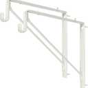 Welded HEAVY DUTY Oval Closet Rod & Shelf Support Bracket | Gloss White | 2 Pack (Fixed Wall Bracket)