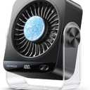 KIMMOO USB Desk Fan for Bedroom, 199 Speeds Turbo Airflow, Portable Fan with Ice Cooling, Digital Display Quiet Table Fan, 270 Rotating Small Rechargeable Battery Desktop Fans for Home Office (Black)