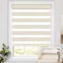 UNISHADES No Drill Cordless Zebra Blinds for Windows, Linen High Precision Fabrics, 46" W x 64" H Linen - Beige