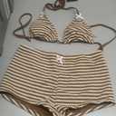 ZAFUL Women's Gingham Bikini Shorts Set, Halter Y2K Boyshort Bikini Two Piece Bathing Suit Shorts Swimsuits for Vacation (Large)