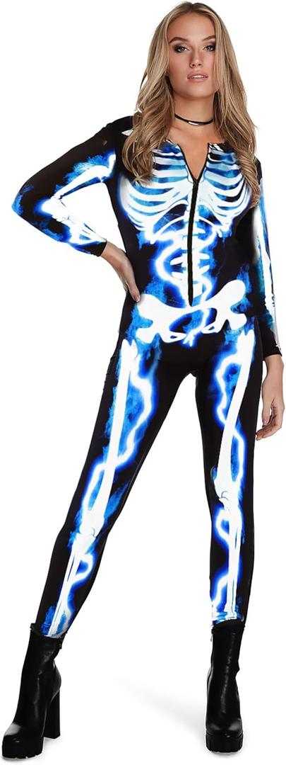 Morph Skeleton Costume Women, Womens Skeleton Costume, Womens Halloween Costumes, Halloween Costumes For Women Adult (XX-Large, Blue)
