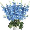 8PCS Delphinium Artificial Flowers 33.5'' Blue Faux Larkspur Flowers Long Stem Artificial Flowers for Tall Vase Home Wedding Garden Table Centerpieces Decor(Blue)