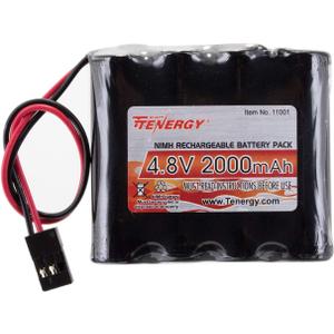 Tenergy NiMH Receiver RX Battery with Hitec Connectors 4.8V 2000mAh High Capacity Rechargeable Battery Pack for RC Receivers, RC Aircrafts and More