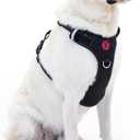 No Pull Dog Harness for Medium Dogs, 4 Secure Quick-Release Buckles & 2 Metal Leash Clips, Soft Control Handle, No-Choke Fit for Walking, Training & Everyday Use, Black, M