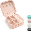 Mini Jewelry Travel Case,Small Jewelry Organizer, Portable Jewelry Box Travel Mini Storage Organizer Portable Display Storage Box For Rings Earrings Necklaces (Pink) (1 pack - Pink)