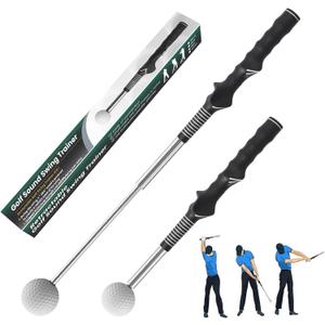 Retractable Golf Swing Trainer,Warm-Up Golf Training Aid,Golf Grip Trainer,Right-Handed Strength & Tempo Training for Chipping Hitting,Golf Accessories for Men (Right Handed-Black)