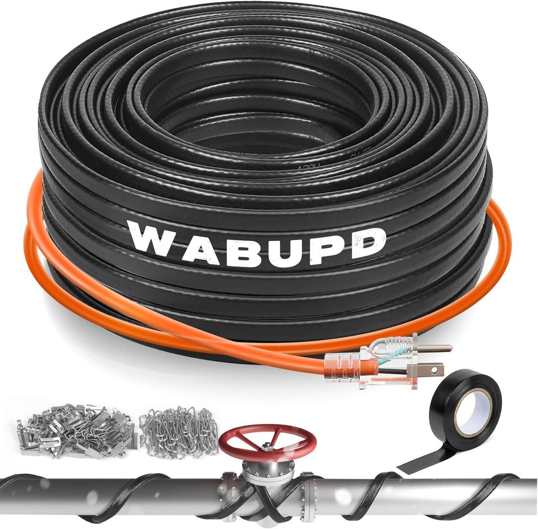3FT-200FT Heat Tape for Water Pipes, -40F Deicing Pipe Heat Cable,Electric Heating Cable Pipe,Frezze Protection for Heat Trace Cable for Metal, Plastic Home Pipes,Gutter,120V 5W/ft80FT