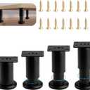 4 Pack Adjustable Furniture Legs - Heavy Duty Metal Support Feet 3.15"-4.7" Height Range, Universal Replacement Legs for Cabinets, Tables, Sofa, Shelves & Dressers (Black)