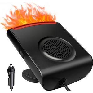 12V Car Heater (Cigarette Lighter Plug), 150W Portable Car Defroster, 2-in-1 Heater & Fan