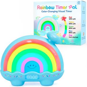Timer Pal Rainbow Timer for Kids, Visual Timer for Kids with Night Light, Color-Changing Magnetic Visual Timer for Classroom/Calming Corner/Home (Blue)