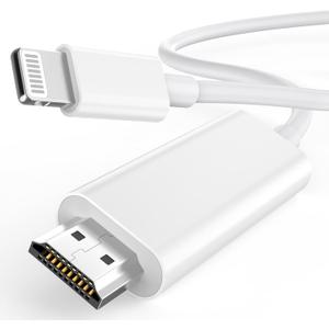 [Apple MFi Certified] Apple Lightning to HDMI Cable Adapter for iPhone to TV, 1080P Digital AV Adapter Sync Screen Connector Compatible for iPhone 14 13 12 11 Pro Max XS XR X 8 to TV Projector Monitor (White)