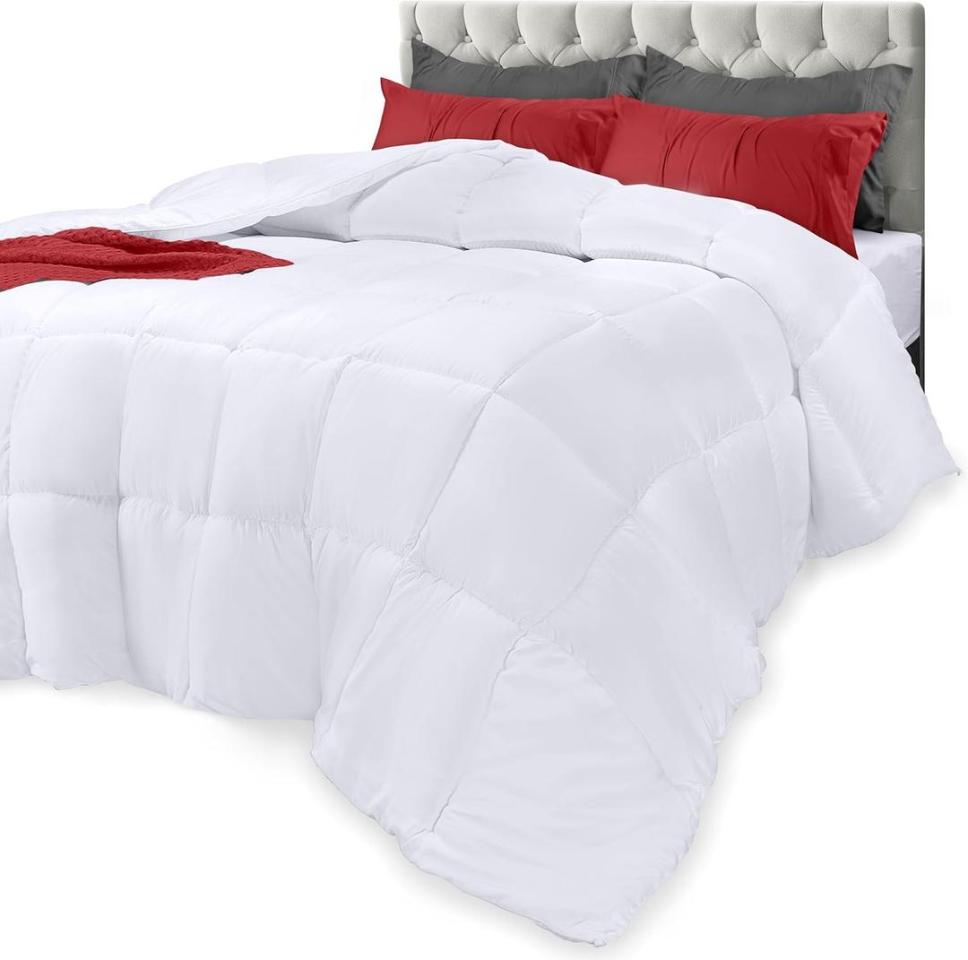 Utopia Bedding Comforters Queen Size, All Season Duvet Insert, Down Alternative Box Stitched Bed Comforter with Corner Tabs, Machine Washable (White) (Queen (Pack of 1))
