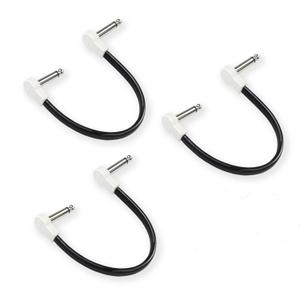 2 x Flat Low Profile Guitar Patch Cable 8 inch for Effects Pedals, S-Shape, 1/4 inch Right-Angle, White, 3-Pack