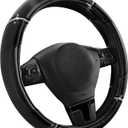 Road Comforts Leather Steering Wheel Cover - Made with PVC Leather - Anti-Slip, Universal Fit 14 1/2 inches to 15 inches - Black