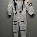 Womens Astronaut Costume Adult Space Suit Halloween Dress up (White, M)