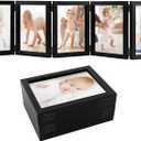 Biggun 5x7in 5 Folding Accordion Picture Frame - Foldable Hinged Collage Photo Frames for Tabletop Display Multiple Family Pictures Birthday Father's Day Gifts (Black)