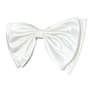 59" Long Bow for Wedding Dress Decoration Detachable Satin Bowknot White  (White-one Layer Bow)