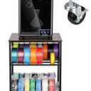 3D Printer Stand with Filaments Storage - 3D Printer Table Filament Storage Rack Heavy Duty 3D Cart Desk with Wheels for Workshop Studio Office (Brown)