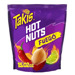 Takis Fuego Hot Nuts 15.02 oz Bag, Hot Chili Pepper & Lime Flavored Spicy Double-Crunch Peanuts