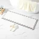 ORTIGIA Long Cute Scalloped Bathroom Rugs Runner, Fun White and Gray Plush Microfiber Scallop Bath Mats Non Slip Washable Quick Dry Absorbent, Rug Carpet for Bathtub Sink Laundry Room Bedroom, 17x47 (1'5" x 3'11" (Rectangular))