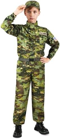 GIFTINBOX Army Costume for Kids, Soldier Military Costumes for Boys L